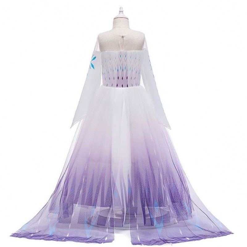 2020 Vestido al por mayor Ins Snow Queen Elsa Princesa Girl Anna Long White Dress BX1693