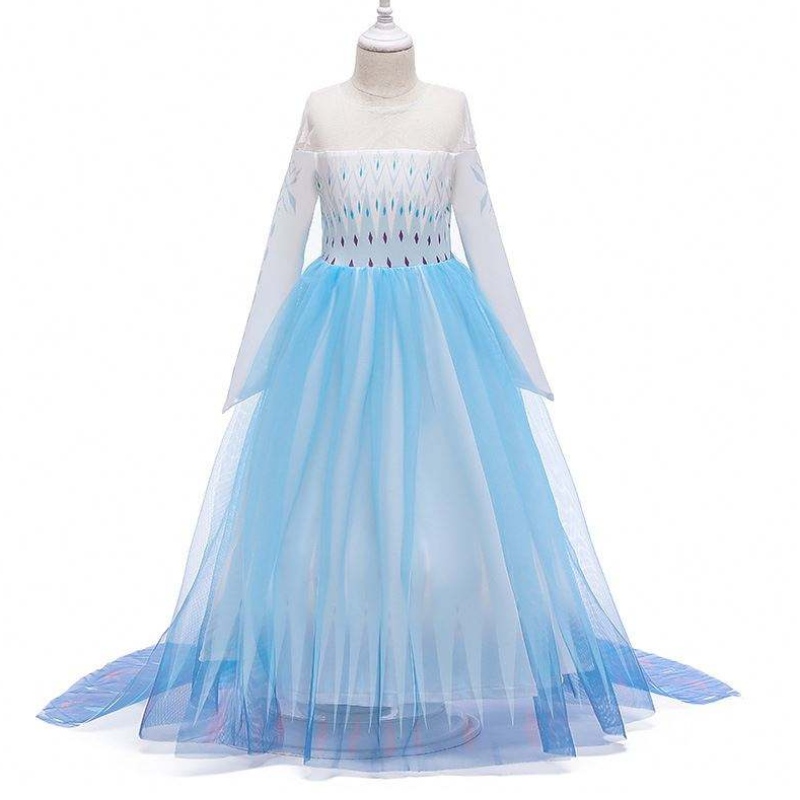 2020 Vestido al por mayor Ins Snow Queen Elsa Princesa Girl Anna Long White Dress BX1693