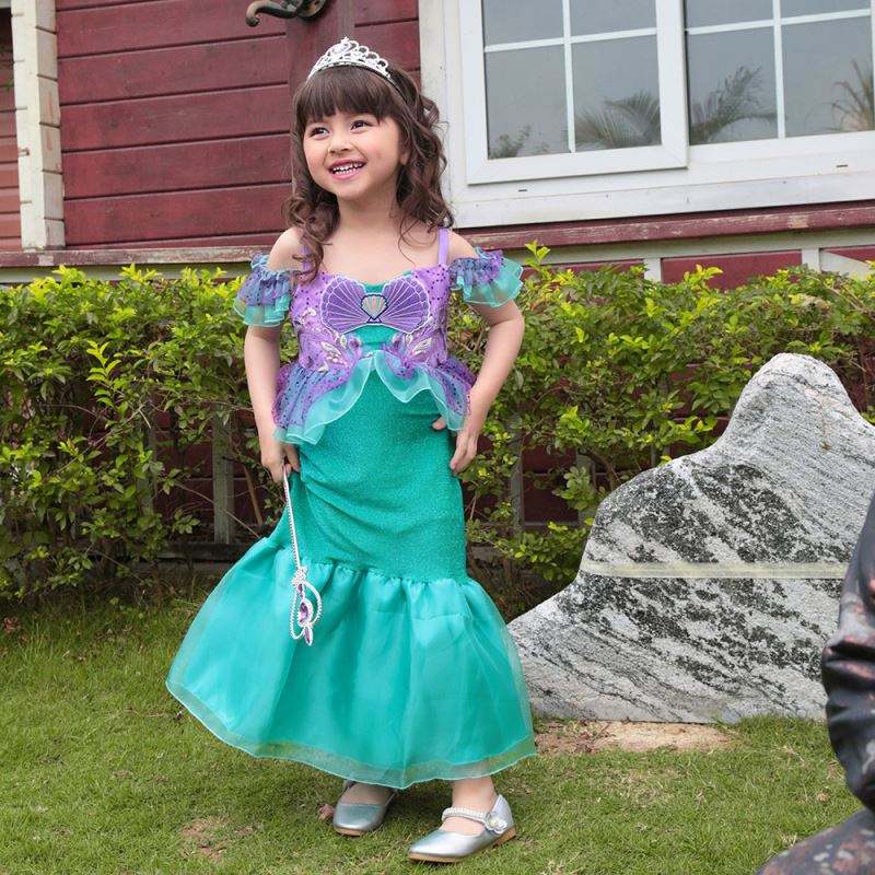 Baige Colorfle Girls Fiesta de cumpleaños Basks Basks 10 años Tulle Mermaid Cosplay Disfraz de flores de boda Vestido de vestidos