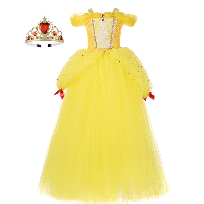 Girl Belle Princess Dress Kids Beauty and the Beast Chica Girl Baby Christmas Princess Fancy Disk