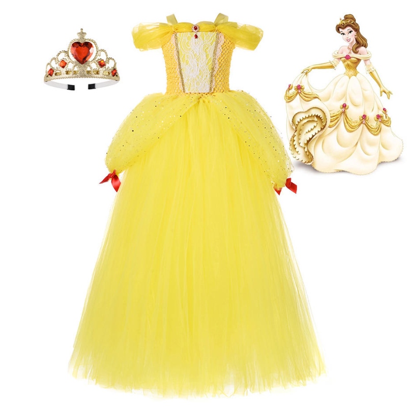 Girl Belle Princess Dress Kids Beauty and the Beast Chica Girl Baby Christmas Princess Fancy Disk