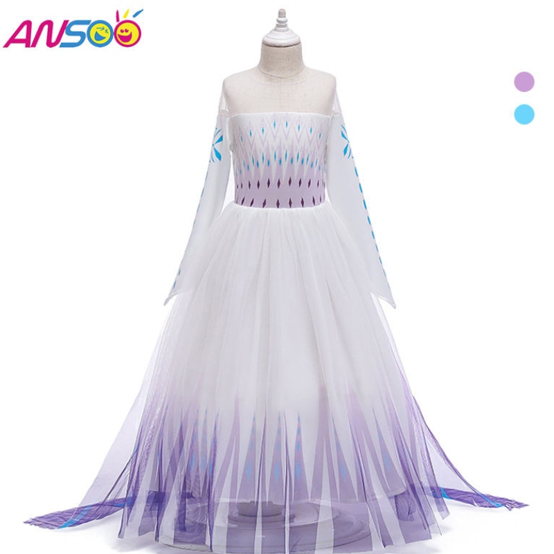 Ansoo Snow Queen 2 Cosplay Vestido deniñas Summer Mesh Princesa Princess Destino Disfraz de presentación 4-12 años Vestidos de Elsa