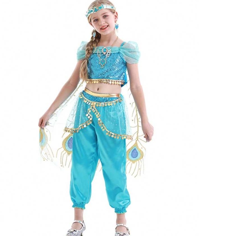 Anime Aladdin y Magic Lamp Aladdin Cosplay Disfraz de princesa Jasmine Belly Dancer Disfraz paraniña HCAL-001