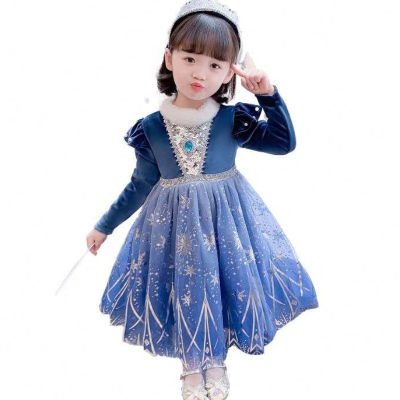 Ideas de regalos Long Trailing Lace Bling Sequined Splited Hem Ana Elsa Vestido HCGD-033