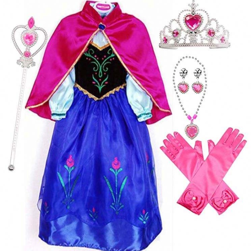 2022 Artículo más vendido Anna Snow Queen Impresión Princesa Princess Vestidos de princesa Elsa Cosplay HCGD-004