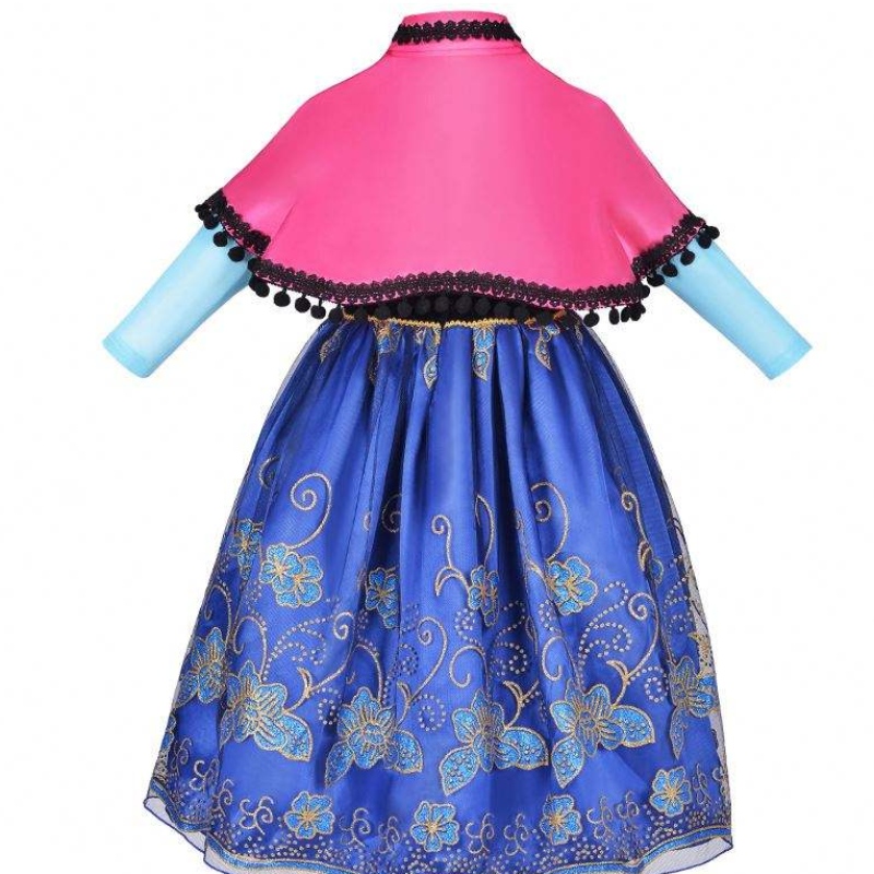 En Stock Child Cosplay Ropa Fantástica princesa Anna Disfraz con accesorios con Cloak HCGD-014