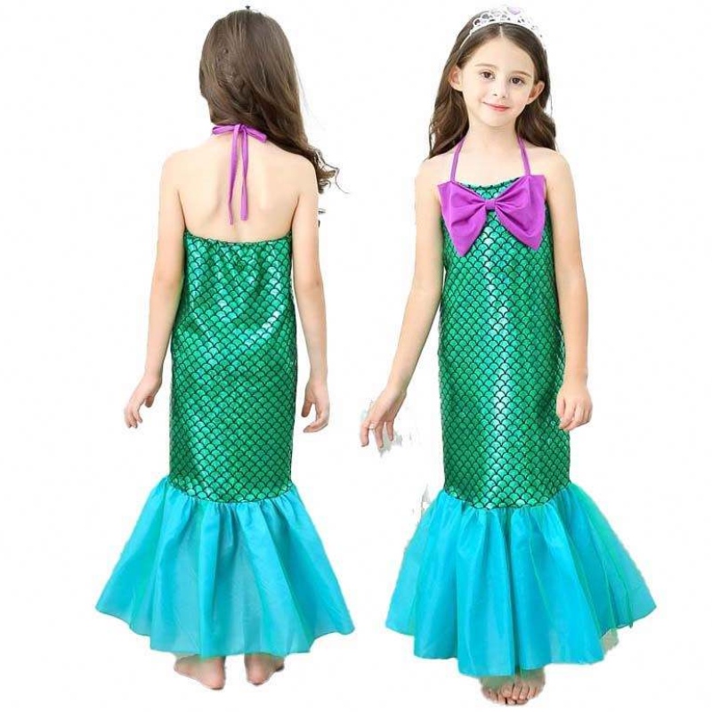 Dress Partyniñas pequeñas sirena princesa sirena disfracesniña con guantes corona varita 3-10 años dghc-028