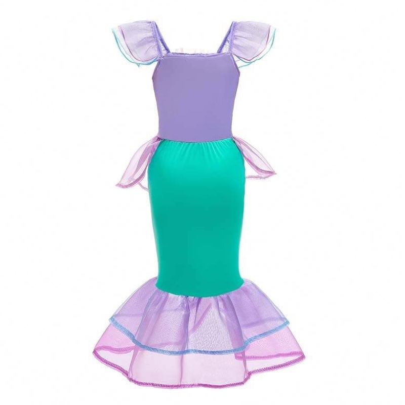 Dress Partyniñas pequeñas sirena princesa sirena disfracesniña con guantes corona varita 3-10 años dghc-028