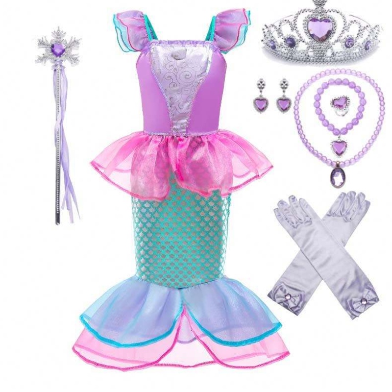Amazon Top Seller Kids Carnival Party Niña Mermaid Disfraz paraniños con accesorios DGHC-028