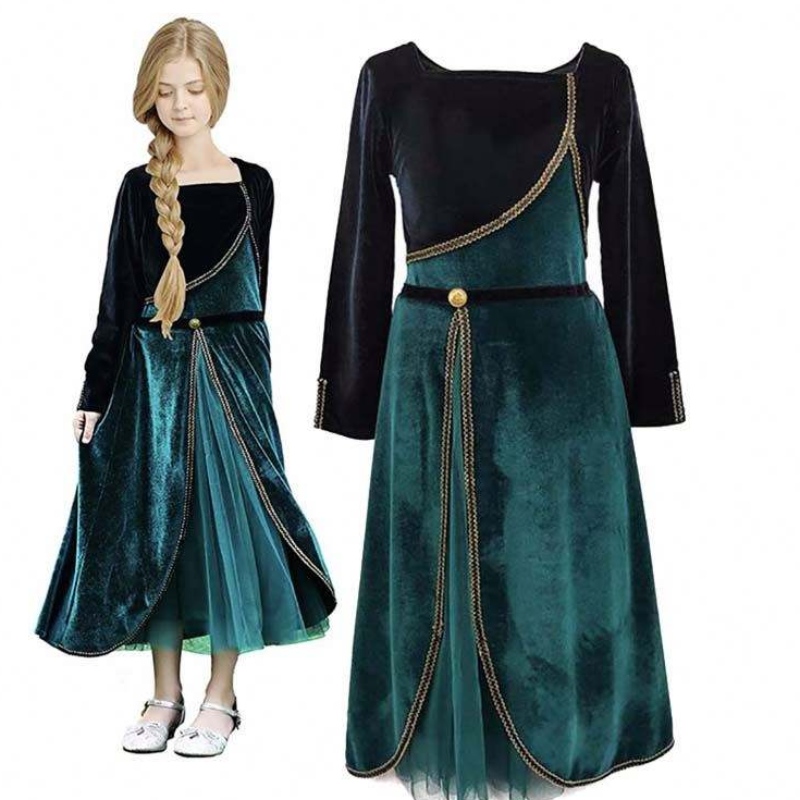 Disfraz de cosplay de carnaval deniñas reina Elsa Anna Vístase con Cloak HCGD-038