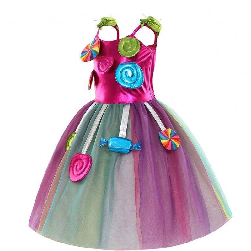 Girls Birthday Pageant Dress Up Rainbow Tulle Dresses Candyland Disfraces con diadema DGHC-081