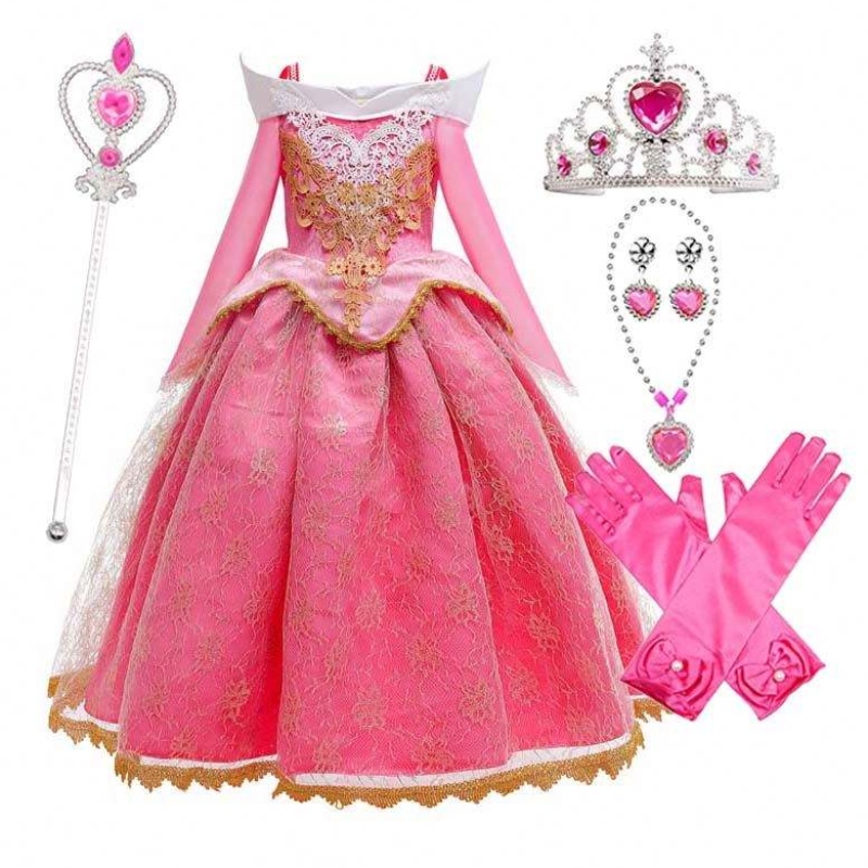 Girl Princess Dress Up Sleeping Beauty Pink Princess Disfraz para 3-10 años HCSP-001