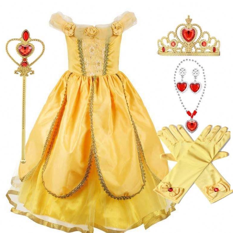 2022 NUEVAS LLEGADAS PEQUEÑAS BALLA BALLA FIESTA Halloween Cosplay Girls Princess Belle Beauty Costume HCBL-004