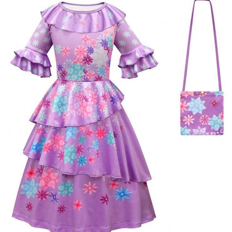 Nuevo producto 2022 Niñas Girls Mirabel Madrigal Cosplay Vestido Vestido Encanto Isabela con peluca de bolsa HCIS-006