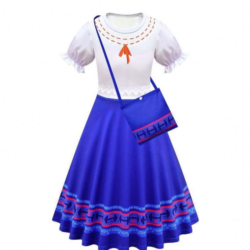 Carnaval Halloween Princesa Party Flower Ruffles Long Dress Mirabel Encanto Costume 90-170cm HCIS-006