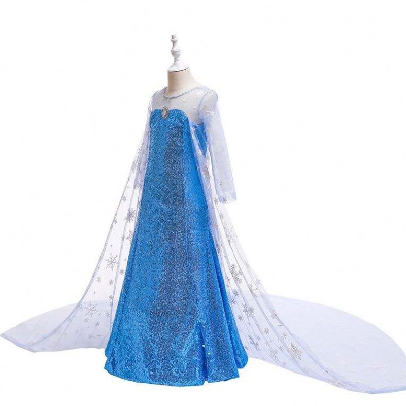 Disfraz deniños Vestido azulnevada reina de la capa princesa Elsa Vestido HCGD-047