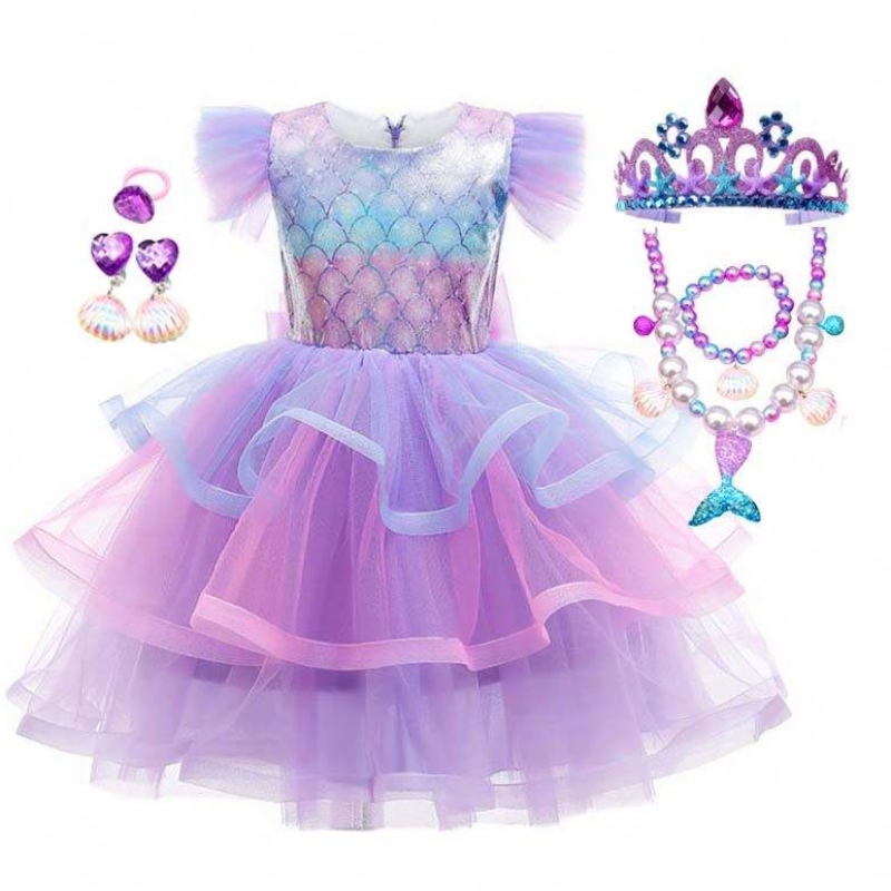 2022 Vestido de fiesta de cumpleaños paraniñas Mermaid Collar Collar Princesa Vestido de sirena paraniños HCMM-004