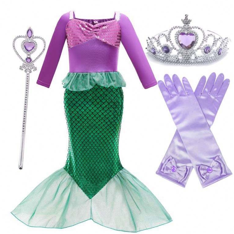 Fiesta de cumpleaños de Halloween Disfracesnavideños con accesorios Niñas pequeñas Mermaid Carnaval Suministros Suministros HCMM-005