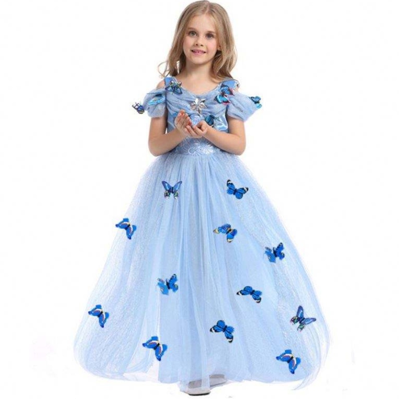 Vestido de princesa de la aurora al por mayor vestuario de bella durmiente con el vestido de chicas con mariposa paraniños vestidos de encaje de mangas cortas