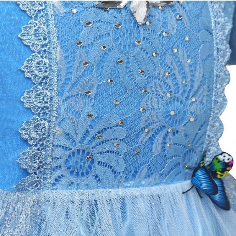 Vestido de princesa de la aurora al por mayor vestuario de bella durmiente con el vestido de chicas con mariposa paraniños vestidos de encaje de mangas cortas