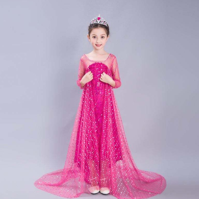 Baige Blue Elsa Lecteding Girl Kids Halloween Cosplay Disfraz de Elsa Ana Princess Vestido