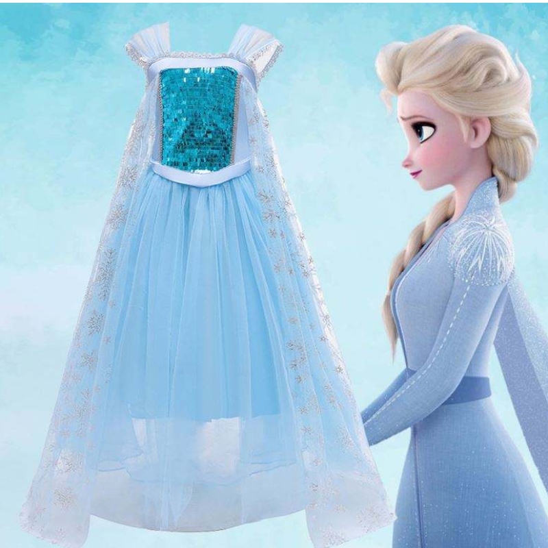 Nuevo disfraz de rendimiento de la reina de lanieve Princesa Elsa Blue Dress Disfraz de Halloween BX1705