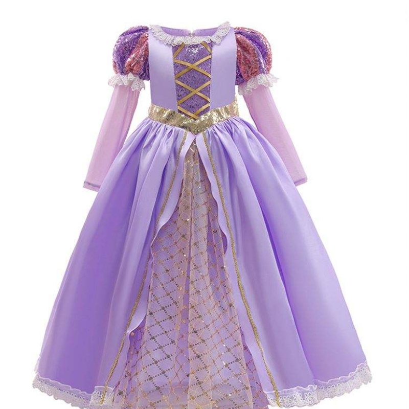 Baige Amazon Hot Sale Vestidos paraniños Cosplay Costumos de Halloween Sophia Rapunzel Dress Princess Long Party Vestido