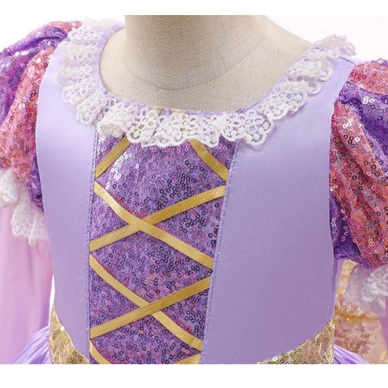 Baige Amazon Hot Sale Vestidos paraniños Cosplay Costumos de Halloween Sophia Rapunzel Dress Princess Long Party Vestido