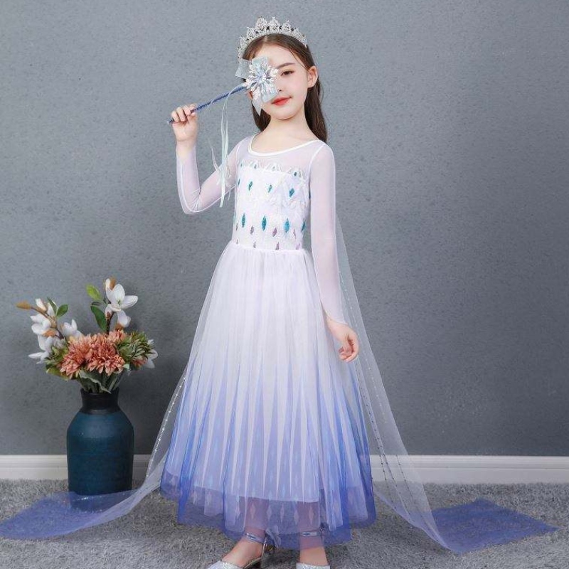 Baige Kids Girl Fancy Cosplay Long Cape Cosplay Party Princess Elsa Disfraz