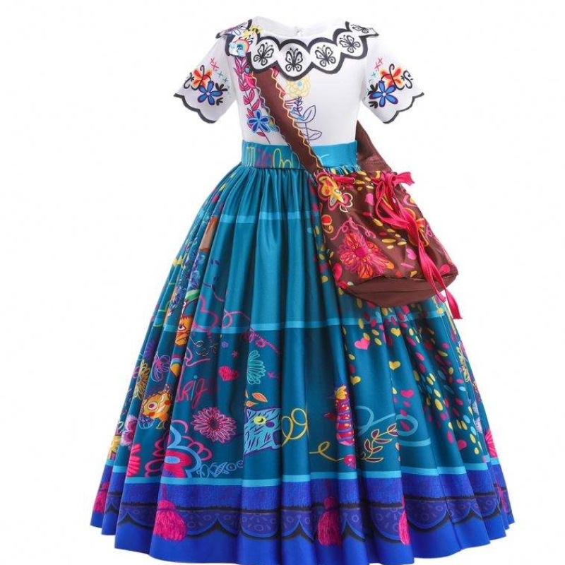 2022 Venta caliente Girls Encanto Película Dress Up Mirabel Disfraz paraniños Vestido largo con bolso