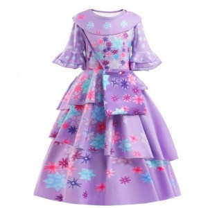 2022 NUEVA Moda Fashion Kids Encanto Costume Isabella Cosplay Flower Impreso Vestido diario paraniña con bolsa