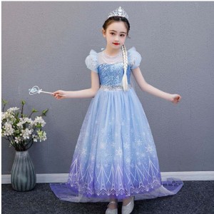 Baige de alta calidad Elsa 2 Princess Kids Party Cartoon Cosplay Cosplay Vestido deniña
