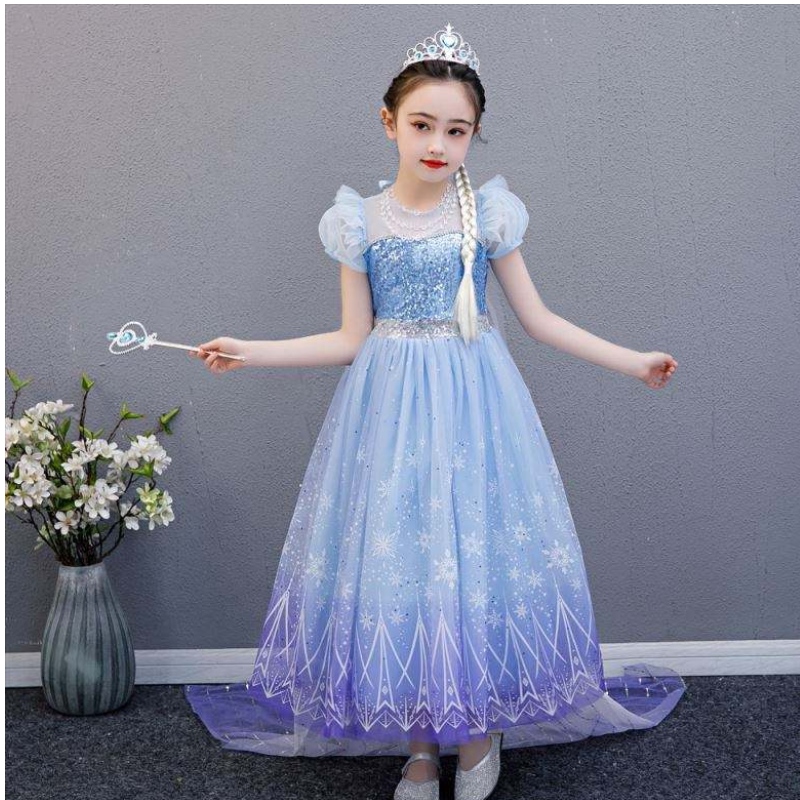 Baige de alta calidad Elsa 2 Princess Kids Party Cartoon Cosplay Cosplay Vestido deniña
