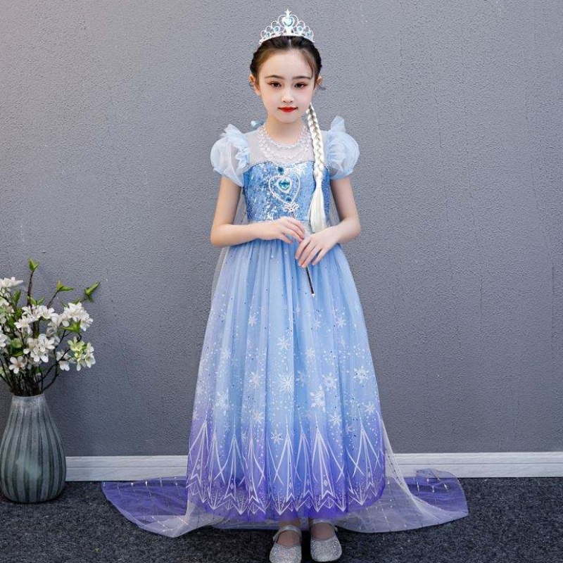 Baige de alta calidad Elsa 2 Princess Kids Party Cartoon Cosplay Cosplay Vestido deniña