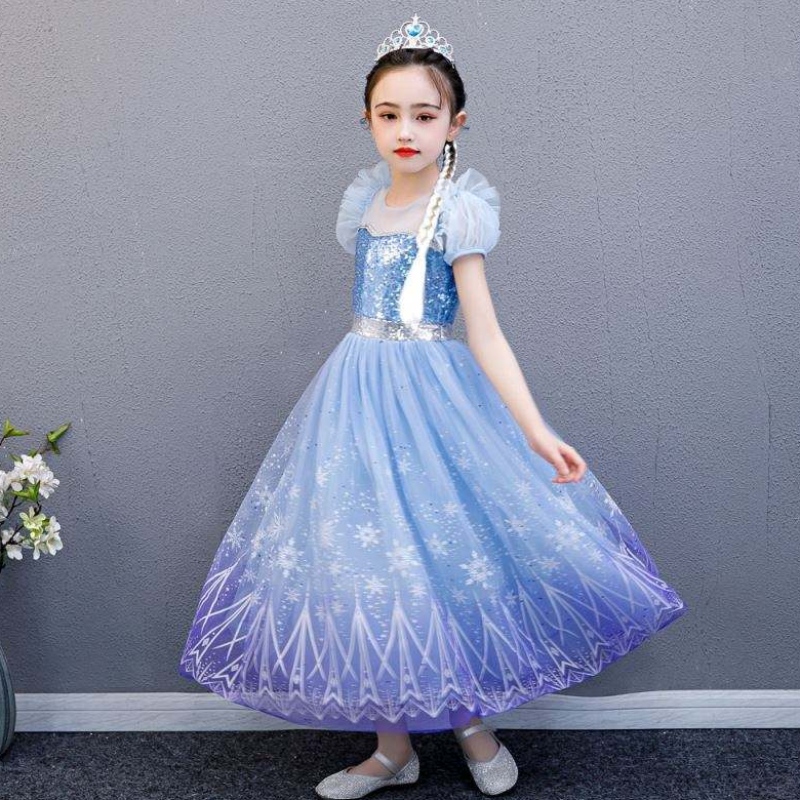 Baige de alta calidad Elsa 2 Princess Kids Party Cartoon Cosplay Cosplay Vestido deniña