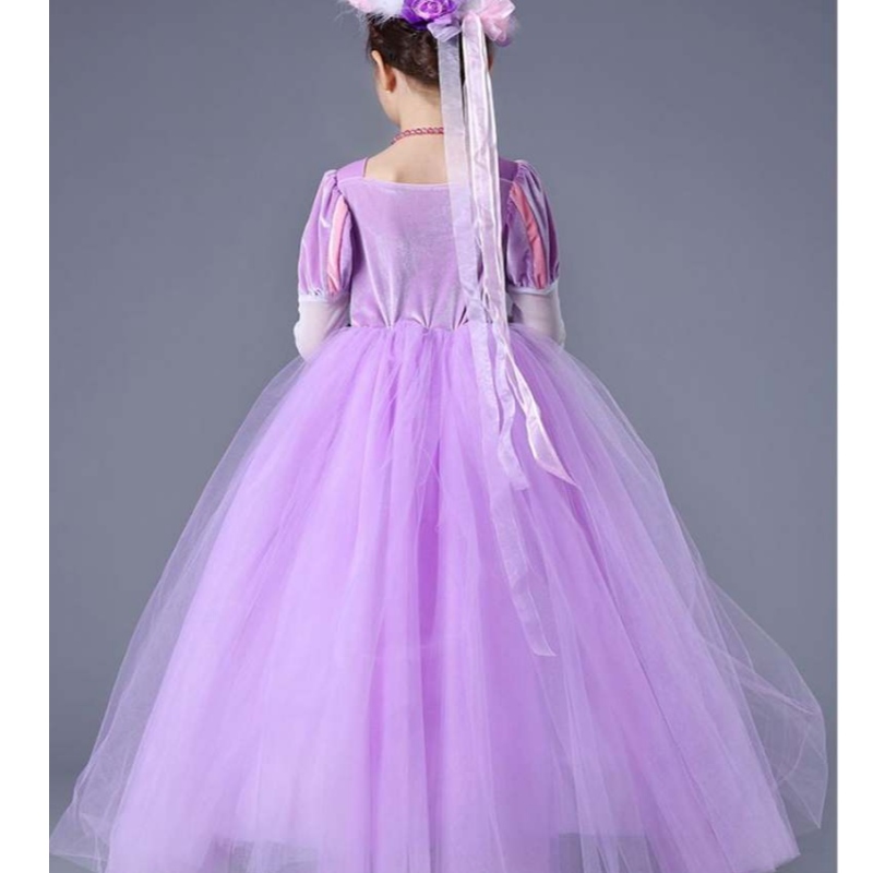Niños de alta calidad al por mayor Rapunzel Long Puffy Sofia Princess Vestido paraniñas SMR020