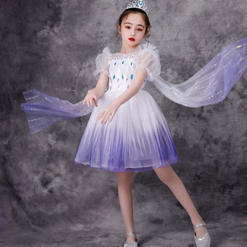 Últimasniñas Princesa Elsa Disfraz Niños Blancos Vestidos de encaje largo Baby Party Wear BX1682