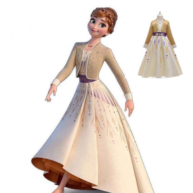 Película 2 Princess Elsa y Anna Baby Girl Vestido de cosplay BX1662