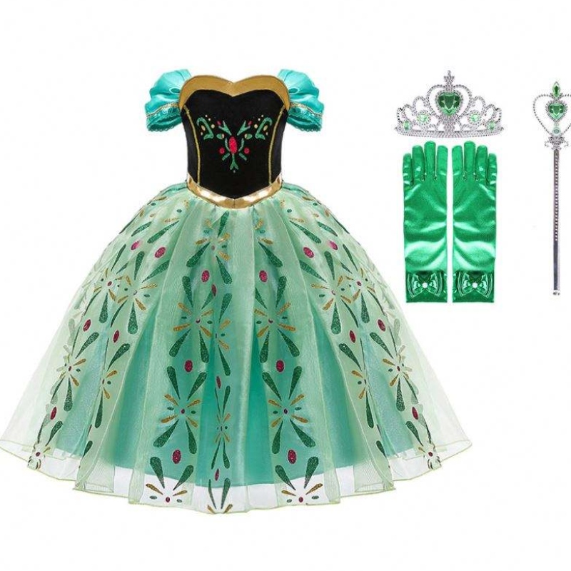 Vestido de Anna paraniña Cosplay Snow Queen Princess Princesa Kids Ropa de Halloween Niños CARCELA CARNIVAL DOSTER Y VAGA