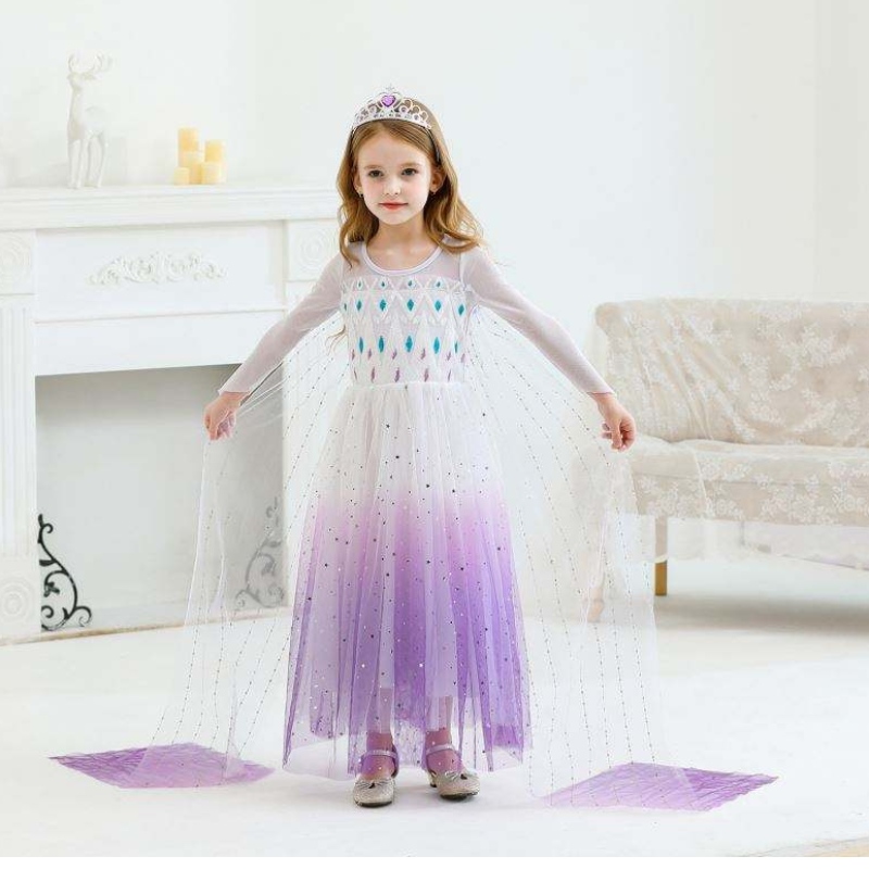 NUEVA GIRL PRINCESA ELSA Vestido paraniños Vestido de verano paraniñas Vestido de Elsa Purple paraniños 2-10 años