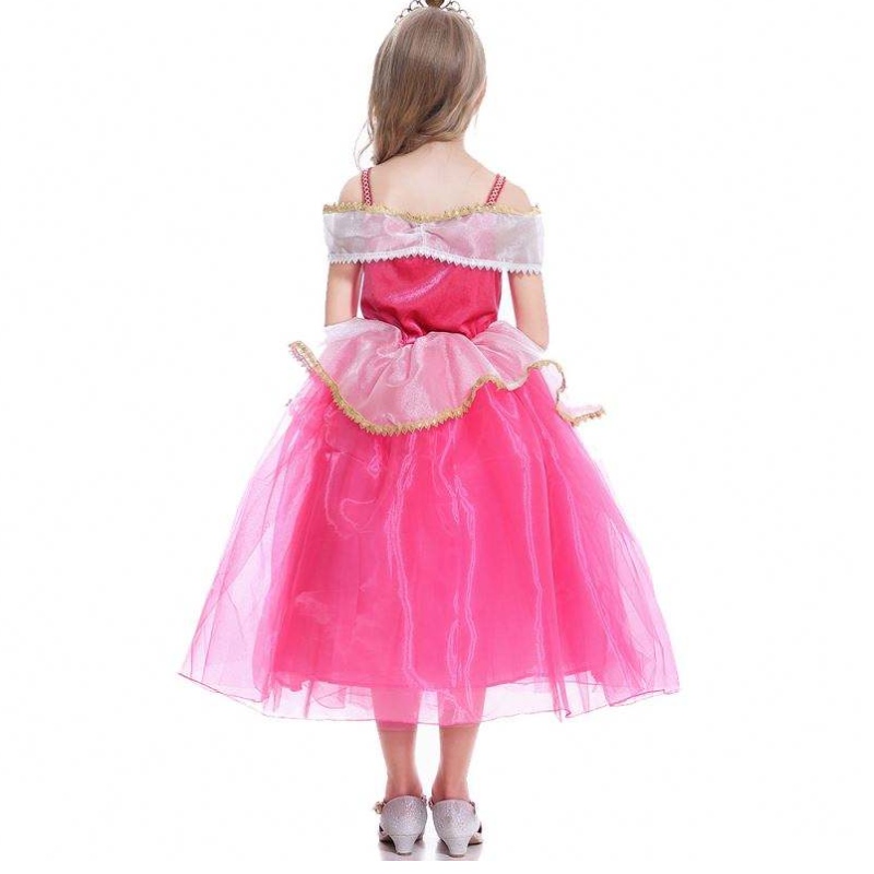 Chicas aurora princesa vestido mangas largas fuera de hombro