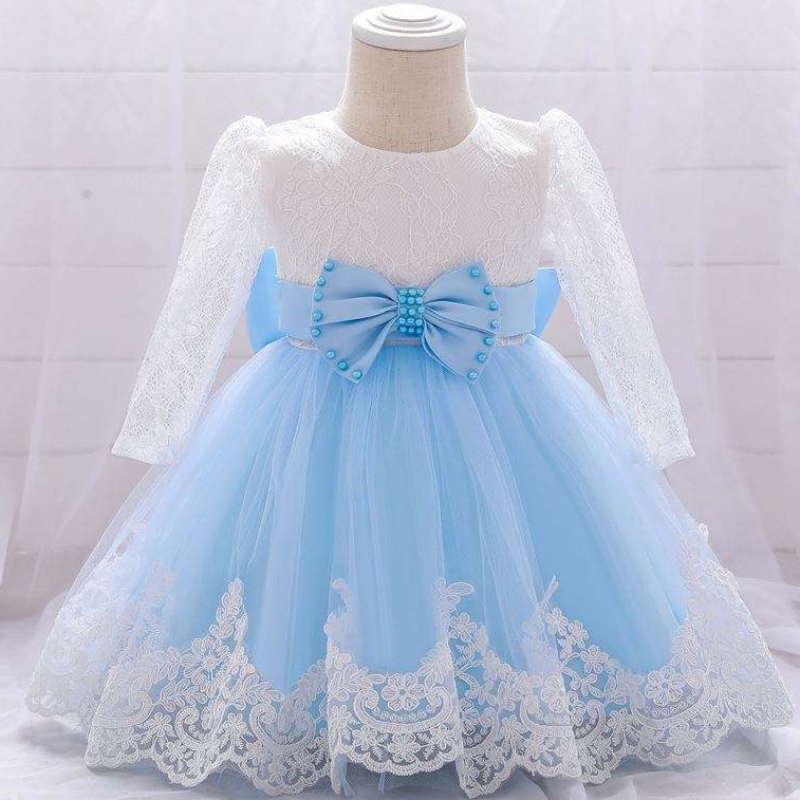 Baige Flower Girl Party Wear Vestido de bautismo occidental Lace reciénnacido Baby Dresses