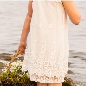 Vestido de encaje de bordado de verano Edad 2-12 vestidos de princesa de princesa