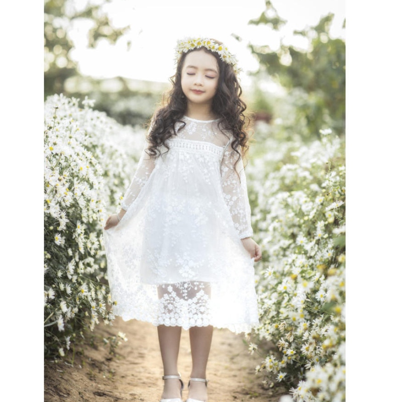 Vestidos blancos paraniños Boda Boda de la dama de honor Destino de encaje Vestidonocturno 3 6 14 años paraniñas de flores