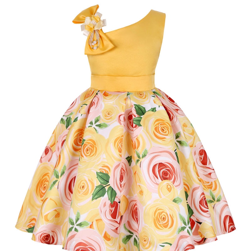 Summer Girls Rose Impress Vestido Princesa Princesa Boda Frocks Satin Children Vestidos Vestidos paraniña Ropa de Navidad
