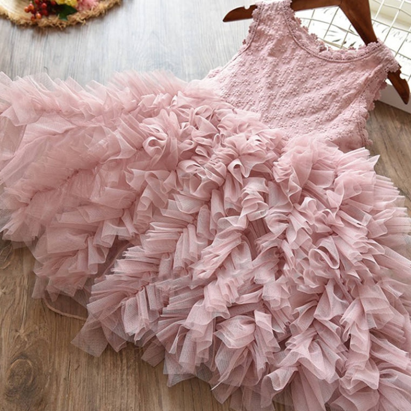 Vestidos paraniñas paraniños pequeños de verano Basas de flores de encaje paraniños Niños chicas de pastel esponjoso vestido princesa princesa ropa