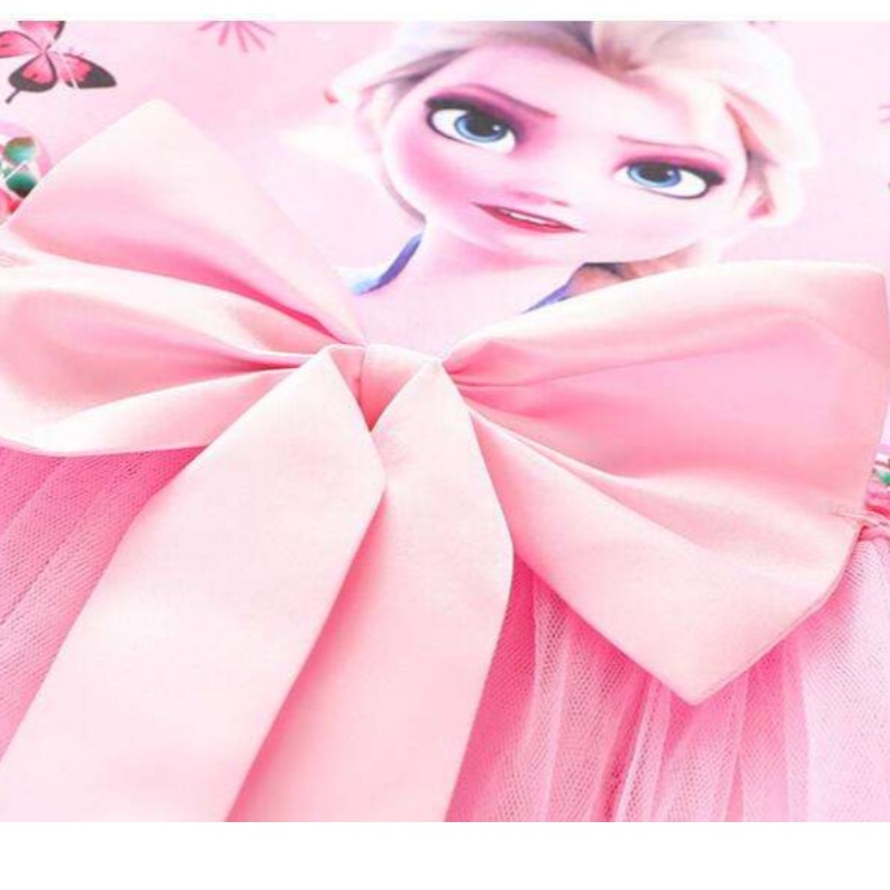 2-8Y Vestido deniñas Summer Nuevo manga corta Princesa Elsa Mesh Tutu Skirt Children \\ La fiesta de cumpleaños de la fiesta de cumpleaños