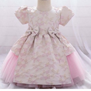 Meiqii 0-6 años de satén Tulle Kids Flower Party Wear Child Newborn Mini Princess Dress Girl Baptsim Clothing L1975XZ