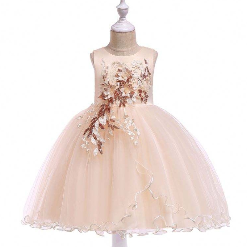 Baige Kids Garments White Flower Girl Vestido Bordado de bordado Vestidos denoche paraniñas L5060