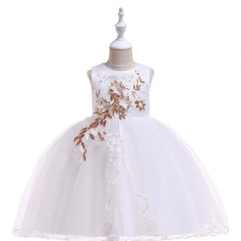 Baige Kids Garments White Flower Girl Vestido Bordado de bordado Vestidos denoche paraniñas L5060